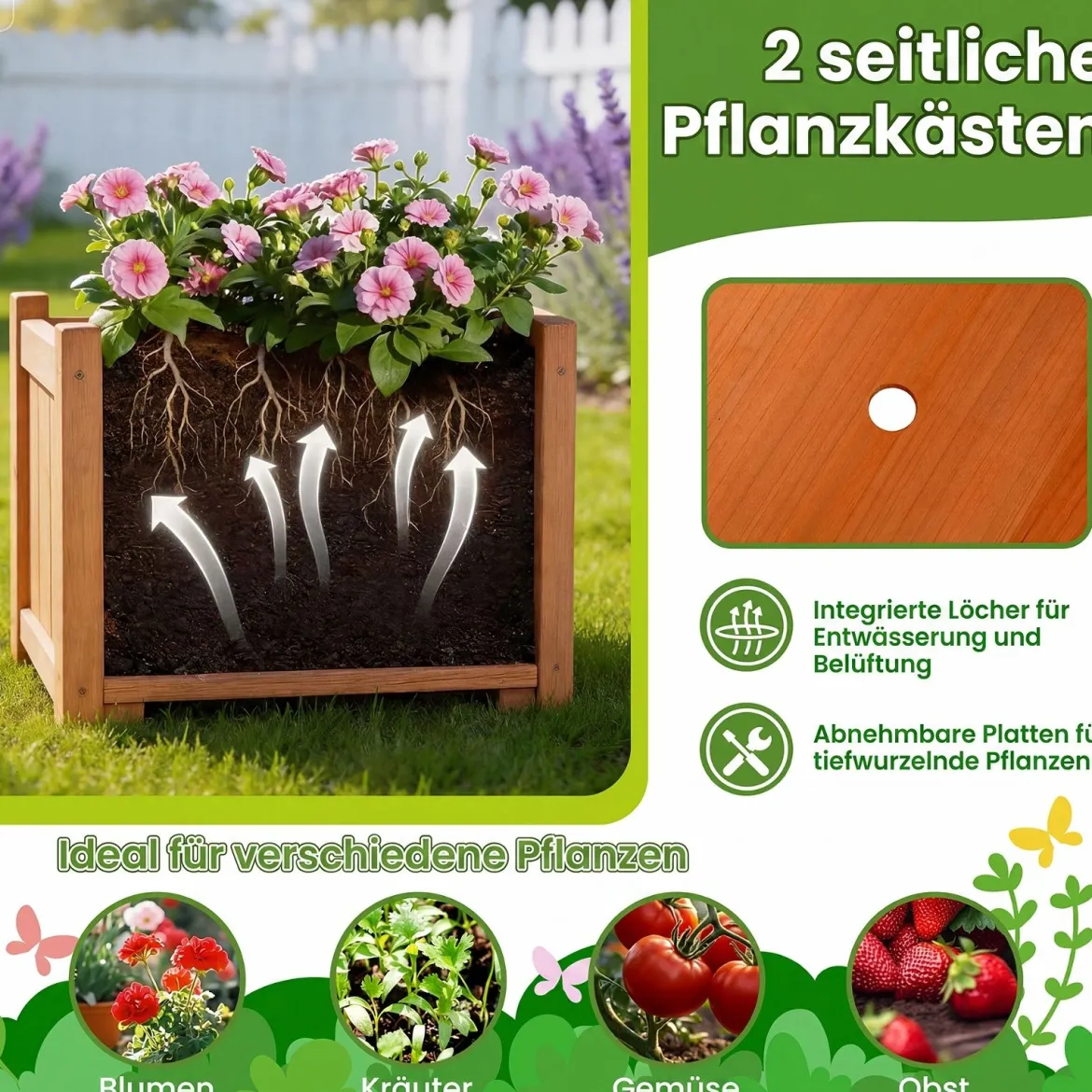 Rosenbogen mit 2 Pflanzkasten Blumenbogen aus Tannenholz Gartenbogen mit Rankgitter 183x18x210 cm