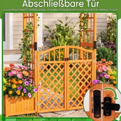 Rosenbogen mit 2 Pflanzkasten Blumenbogen aus Tannenholz Gartenbogen mit Rankgitter 183x18x210 cm