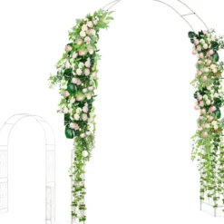 Rosenbogen Torbogen Metall Gartenbogen für Kletterpflanzen & Rosen Rankhilfe Landhausstil 167 x 37 x 240 cm Weiß