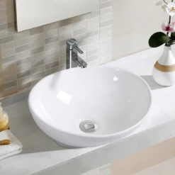 Rund Aufsatzwaschbecken Keramik Waschbecken Aufsatzwaschschale Bad Waschtisch Weiß