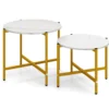 Runder Couchtisch Set mit Metallrahmen Stapelbare CouchtischeBeistelltisch Set Weiß