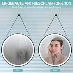 Runder LED-Badezimmerspiegel mit 3 Farbtemperaturen 61 cm Durchmesser
