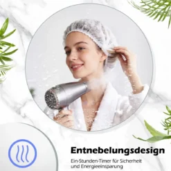 Ø60 Runder LED-beleuchteter Spiegel mit Einstellbarer Helligkeit & Smart Touch Badezimmerspiegel