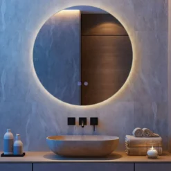 Ø60 Runder LED-beleuchteter Spiegel mit Einstellbarer Helligkeit & Smart Touch Badezimmerspiegel