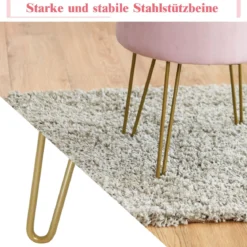 Runder Polsterhocker Stuhl Samt Aufbewahrungs- Fußhocker 38 x 38 x 46,5 cm Rosa