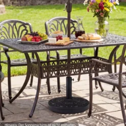 Runder Sonnenschirmständer für 38/48 mm Schirmstangen 12 kg Schirmständer aus Beton Schwarz