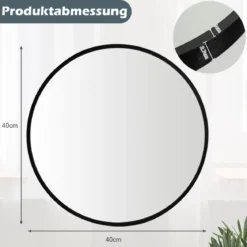 Runder Wandspiegel mit Rahmen aus Aluminiumlegierung 40 cm Durchmesser Schwarz