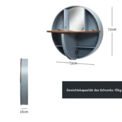 Runder Waschtisch zur Wandmontage mit ausklappbarer Tischplatte 72 x 72 x 15 cm Grau