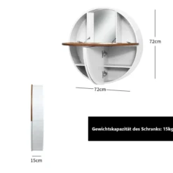 Runder Waschtisch zur Wandmontage Wandklapptisch Schminktisch 72 x 72 x 15 cm Weiß