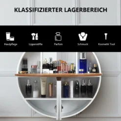Runder Waschtisch zur Wandmontage Wandklapptisch Schminktisch 72 x 72 x 15 cm Weiß