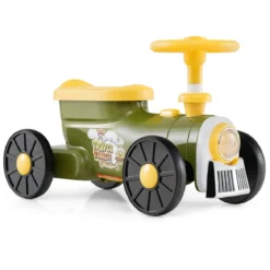 Rutschauto Rutschfahrzeug mit Lenkrad & Zugpfeifton-Taste & Stauraum unter Sitz Rutscher Kinderauto 61 x 30 x 38 cm Grün