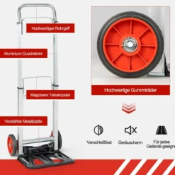 Sackkarre Transportkarre mit Teleskopgriff & Klappbarer Ladefläche