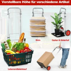 Sackkarre Transportkarre mit Teleskopgriff & Klappbarer Ladefläche