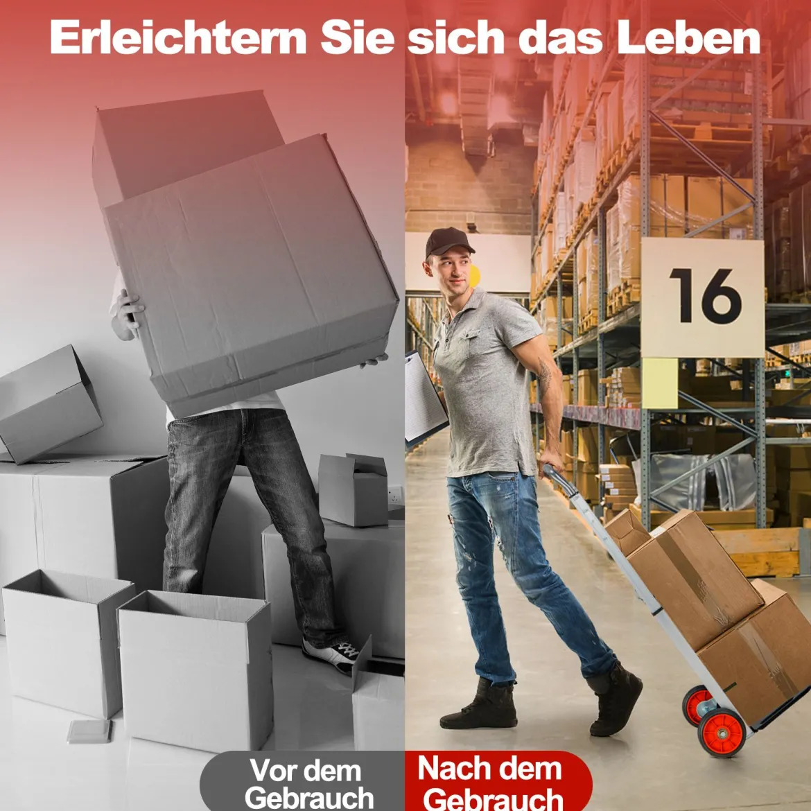 Sackkarre Transportkarre mit Teleskopgriff & Klappbarer Ladefläche