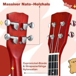 4 Saiten Banjo 24 Zoll mit Reinigungstuch Stimmgerät Gurt Saiten Tasche Reise Banjolele Set für Kinder & Anfänger