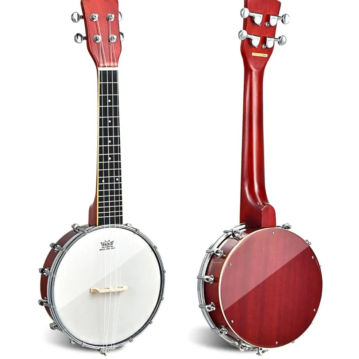 4 Saiten Banjo 24 Zoll mit Reinigungstuch Stimmgerät Gurt Saiten Tasche Reise Banjolele Set für Kinder & Anfänger