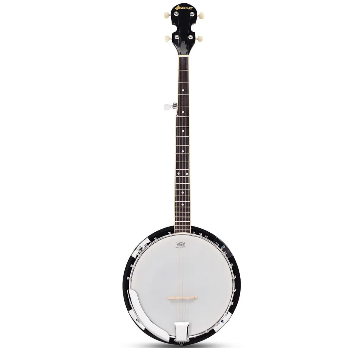 5-saitiges Banjo mit 3 Plektren Braun Holz 33,5 x 10,5 x 97 cm