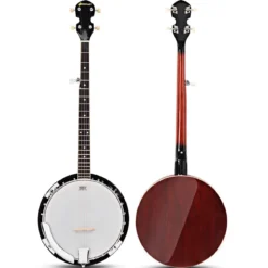 5-saitiges Banjo mit 3 Plektren Braun Holz 33,5 x 10,5 x 97 cm