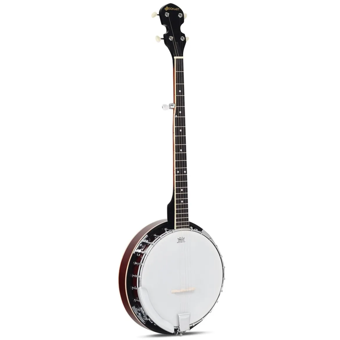 5-saitiges Banjo mit 3 Plektren Braun Holz 33,5 x 10,5 x 97 cm