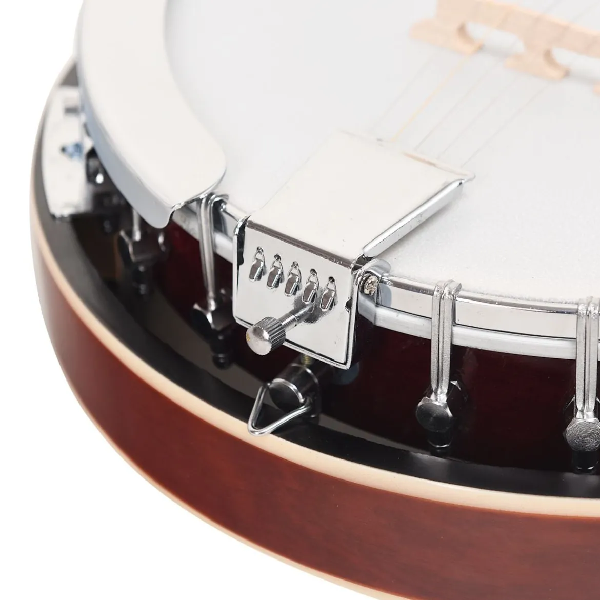 5-saitiges Banjo mit 3 Plektren Braun Holz 33,5 x 10,5 x 97 cm
