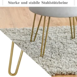 Samthocker Schminkhocker Sitzhocker Fußhocker Polsterhocker mit Stauraum Grau