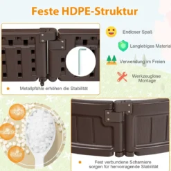 Sandbox Sandkasten mit Wasserdichter Abdeckung 183 x 105 x 21 cm Braun