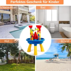 Sandkastentisch 2-in-1 Strandspielzeug Set mit Sandschaufel 46 x 46 x 66 cm