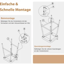 Sattelsitz Pub-Hocker mit Rückenlehne für Zuhause 62 cm Höhe Braun