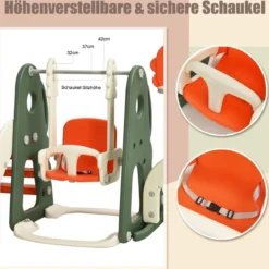 Schaukelgerüst Rutschen- und Schaukel-Set für Kleinkinder 172 x 182 x 108-120 cm Orange