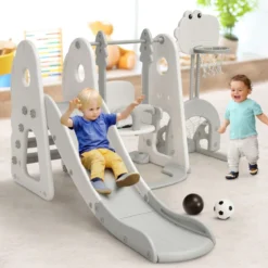 Schaukelgerüst Rutschen- und Schaukel-Set für Kleinkinder 172 x 182 x 108-120 cm Weiß