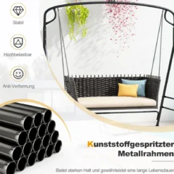 Schaukelgestell aus Metall mit Zusätzlichen Seitenstangen & 2-Ring-Design 170 x 118 x 165 cm