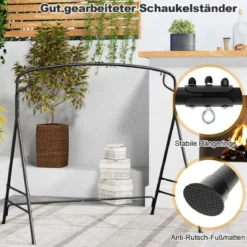Schaukelgestell aus Metall mit Zusätzlichen Seitenstangen & 2-Ring-Design 170 x 118 x 165 cm