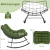 Schaukelstuhl für drinnen & draußen übergroßer Papasan-Stuhl mit gepolstertem Kissen Terrassensessel mit 205 kg Tragkraft Grün