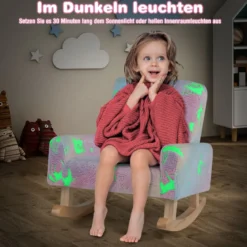 Schaukelstuhl Kinder Kindersofa im Dunkeln Leuchtend Kindersessel gepolstert aus Flanellstoff Bunt