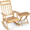 Schaukelstuhl & Klapptisch aus massivem Tannenholz Terrassenmöbel-Set Natur