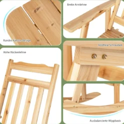 Schaukelstuhl & Klapptisch aus massivem Tannenholz Terrassenmöbel-Set Natur