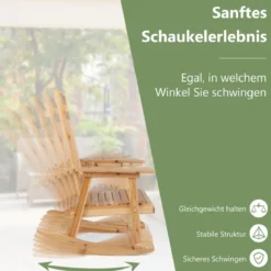 Schaukelstuhl & Klapptisch aus massivem Tannenholz Terrassenmöbel-Set Natur