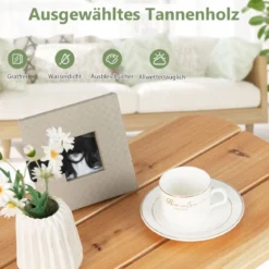 Schaukelstuhl & Klapptisch aus massivem Tannenholz Terrassenmöbel-Set Natur