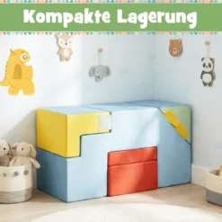 Schaumstoff Bausteine für Kinder Kleinkind-Klettergerüst mit Rutsche & Treppe Weiche Kletterspielzeug Bunt