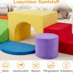 Schaumstoff Bausteine 6-Teilige Weiche Schaumstoffbausteine aus Samt Indoor Softbausteine