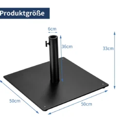 Schirmständer Schirmständer mit 3 Adaptern Schirmständer mit verstellbarem Fuß 50 x 50 cm Schwarz