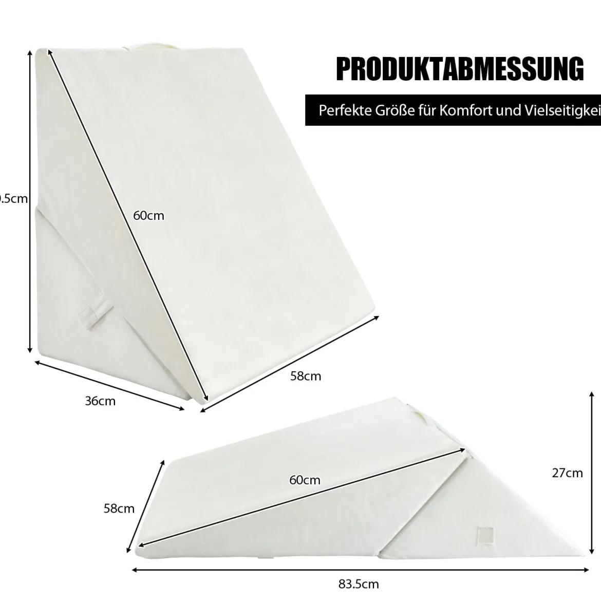 Schlafkissen aus Memory Foam Bettkeil-Kissen Schlafkissen 58 x 50,5 x 36 cm Weiß