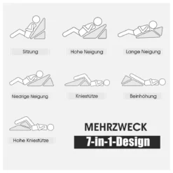 Schlafkissen aus Memory Foam Bettkeil-Kissen Schlafkissen 58 x 50,5 x 36 cm Weiß