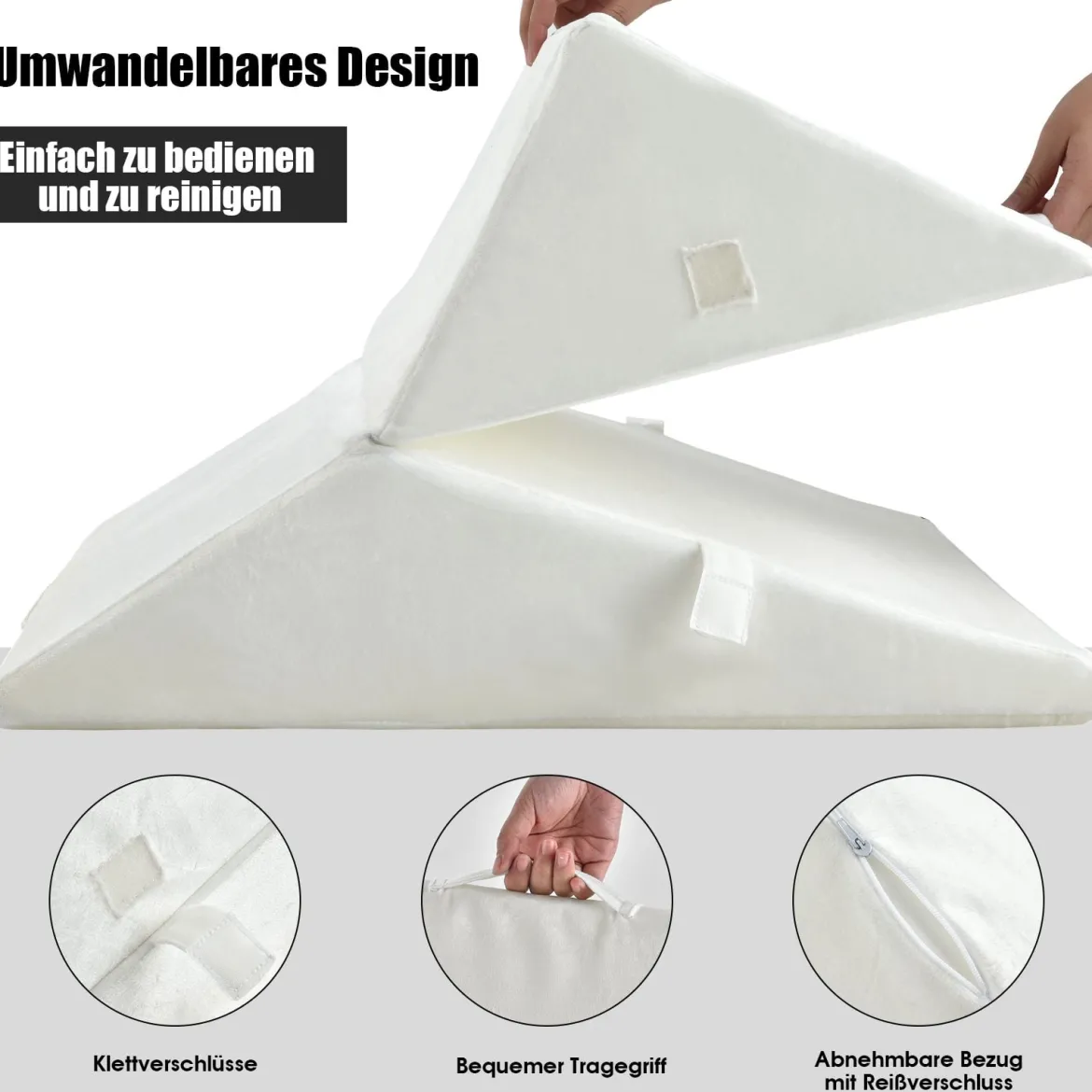 Schlafkissen aus Memory Foam Bettkeil-Kissen Schlafkissen 58 x 50,5 x 36 cm Weiß