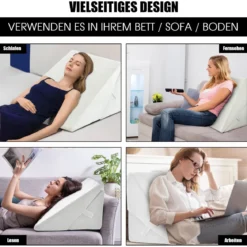 Schlafkissen aus Memory Foam Bettkeil-Kissen Schlafkissen 58 x 50,5 x 36 cm Weiß