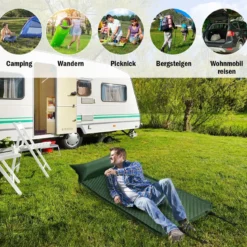 Schlafmatte selbstaufblasbar mit Kissen und Tragetasche Camping Wandern Reisen