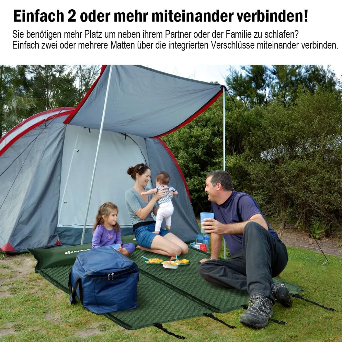 Schlafmatte selbstaufblasbar mit Kissen und Tragetasche Camping Wandern Reisen