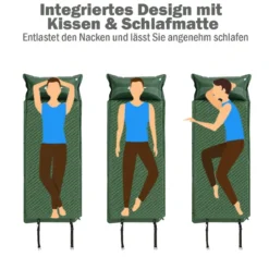 Schlafmatte selbstaufblasbar mit Kissen und Tragetasche Camping Wandern Reisen