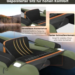 Schlauchboot Angelboot Aufblasbarer Schwimmreifen mit Gurten 136 x 105 x 53 cm Grün