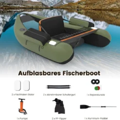 Schlauchboot Angelboot Aufblasbarer Schwimmreifen mit Gurten 136 x 105 x 53 cm Grün